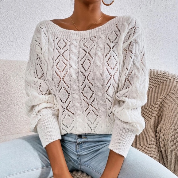 BellanBlue Sweaters - Cozy White Knit Loose Fit Sweater Top